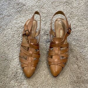 Brown Sandals with Woven Leather Design